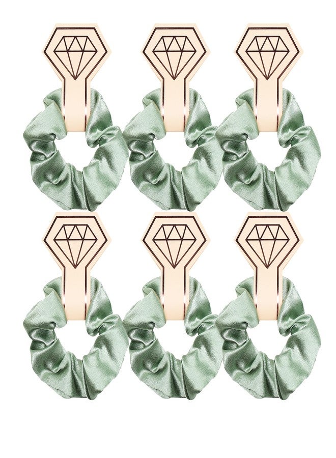 OWITER Satin Bridesmaid Scrunchies Bachelorette Hair Ties Set of 6 Bridal Shower No Damage Hairties ideas Gift for Wedding Party (sage) - Image 2